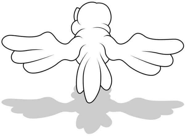 Drawing Flying Sparrow Back View Cartoon Illustration Isolated White Background — 스톡 벡터