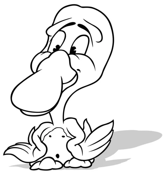Rysunek Cute Little Duck Ilustracja Kreskówki Izolowane Białym Tle Wektor — Wektor stockowy