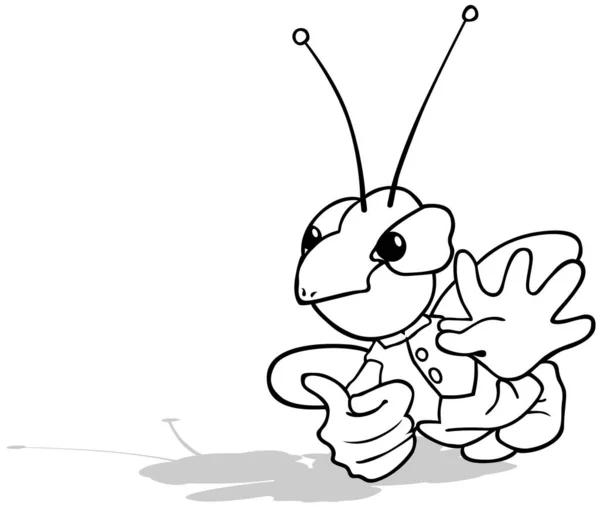 Zeichnung Eines Seltsamen Käfers Der Durch Die Luft Fliegt Cartoon — Stockvektor