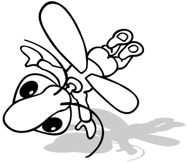 Zeichnung Eines Fliegenden Käfers Von Oben Cartoon Illustration Auf Weißem — Stockvektor