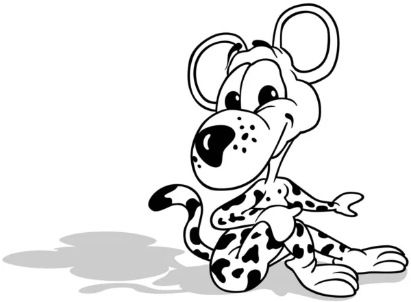 Kresba Sedícího Leoparda Hlavou Otočenou Dozadu Karikatura Ilustrace Bílém Pozadí — Stockový vektor