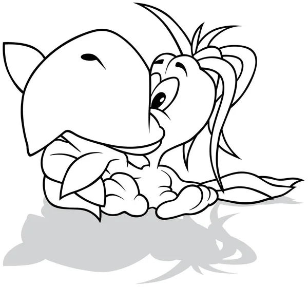 Kresba Sedícího Papouška Velkým Zobákem Karikatura Ilustrace Izolované Bílém Pozadí — Stockový vektor