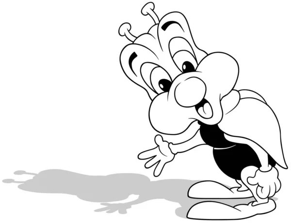 Zeichnung Eines Sprechenden Käfers Aus Der Seitenansicht Cartoon Illustration Auf — Stockvektor