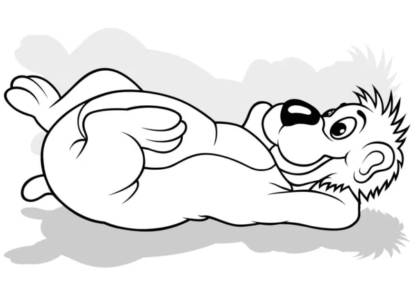 Desenho Urso Bonito Deitado Costas Chão Ilustração Dos Desenhos Animados — Vetor de Stock