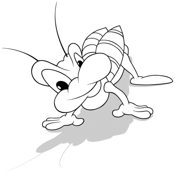 四只脚上的甲壳虫画图 以白色背景为背景的卡通图解 — 图库矢量图片