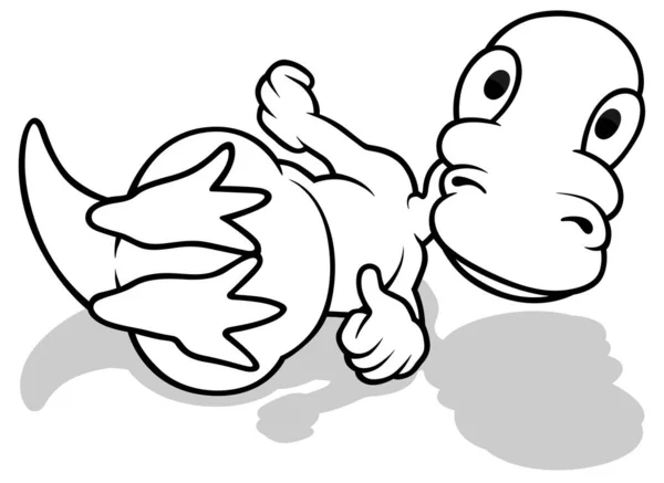 Zeichnung Eines Liegenden Niedlichen Dinosauriers Cartoon Illustration Auf Weißem Hintergrund — Stockvektor