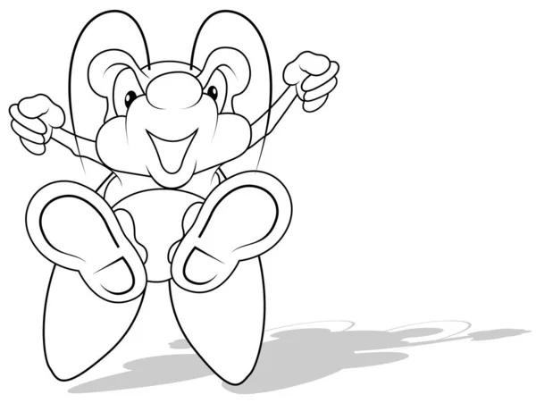 Рисунок Веселой Мухи Прыжке Карикатура Иллюстрация Изолированы Белом Фоне Вектор — стоковый вектор