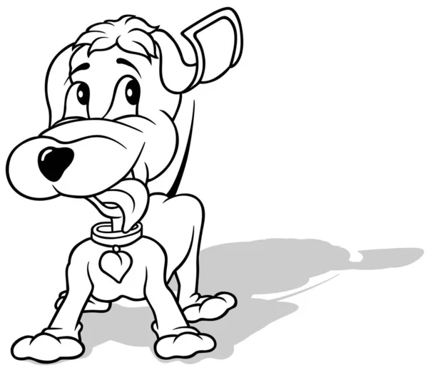 Zeichnung Eines Stehenden Süßen Hundes Mit Herausgestreckter Zunge Cartoon Illustration — Stockvektor