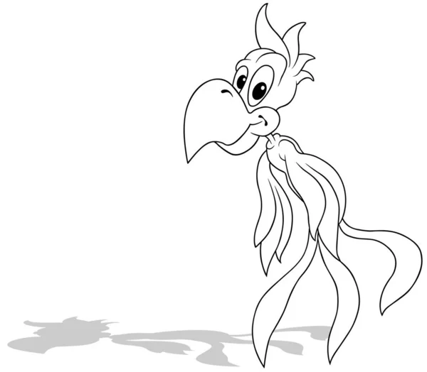Kresba Tropického Papouška Velkým Zobákem Karikatura Ilustrace Izolované Bílém Pozadí — Stockový vektor