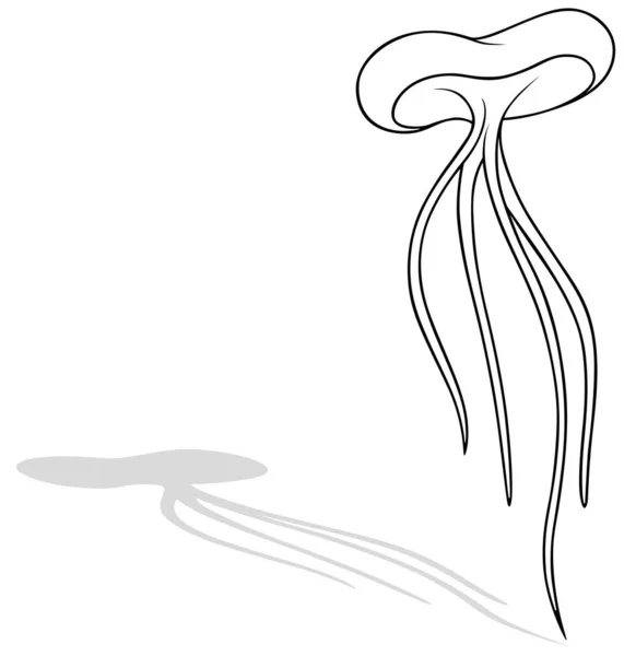 Dibujo Una Medusa Con Tentáculos Largos Ilustración Dibujos Animados Aislados — Archivo Imágenes Vectoriales