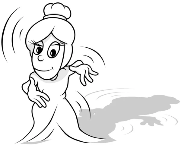 手で呪文を唱える立ち妖精の絵 漫画イラストIsolated White Background Vector — ストックベクタ