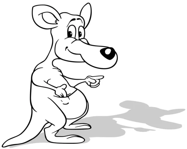 Rysunek Kangura Dużą Kieszenią Ilustracja Kreskówki Izolowana Białym Tle Wektor — Wektor stockowy