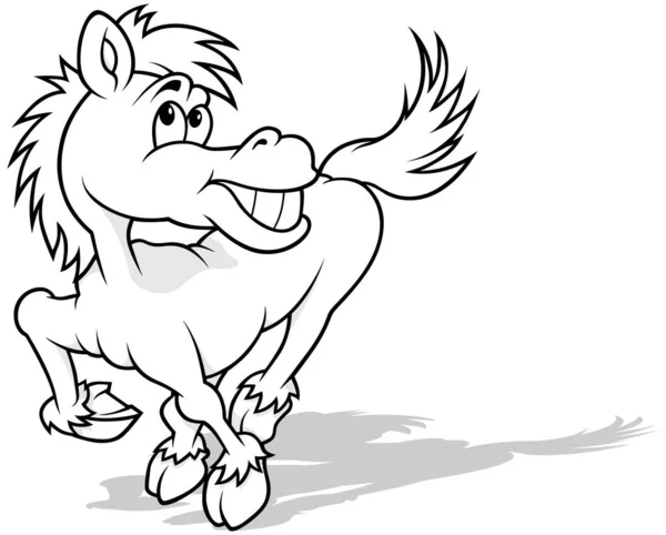 Rysunek Śmiechu Tańczącego Konia Ilustracja Rysunkowa Izolowana Białym Tle Wektor — Wektor stockowy