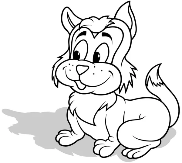 Zeichnung Eines Auf Dem Boden Sitzenden Kätzchens Cartoon Illustration Auf — Stockvektor