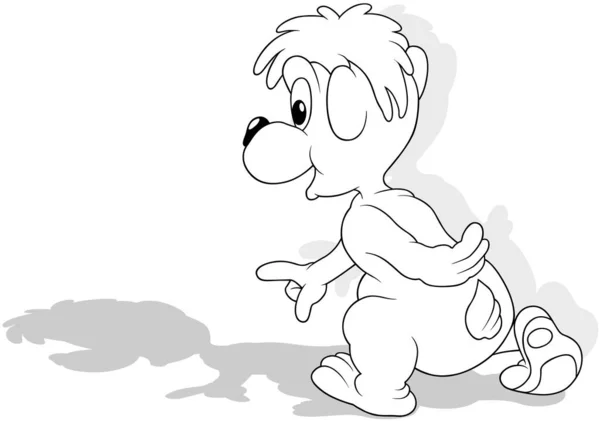 Kresba Roztomilého Medvídka Odchází Kreslené Ilustrace Izolované Bílém Pozadí Vektor — Stockový vektor