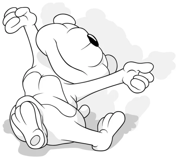 Kresba Plyšového Medvěda Pažemi Nad Hlavou Cartoon Illustration Ilustrated White — Stockový vektor