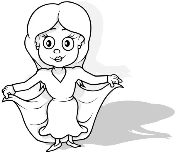 長い髪をした妖精の絵をドレスアップする 漫画イラストIsolated White Background Vector — ストックベクタ