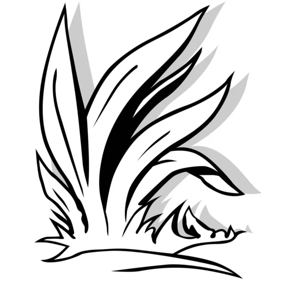 Uzun Yapraklı Çimen Çizimi Beyaz Arkaplanda Zole Edilen Çizgi Film — Stok Vektör