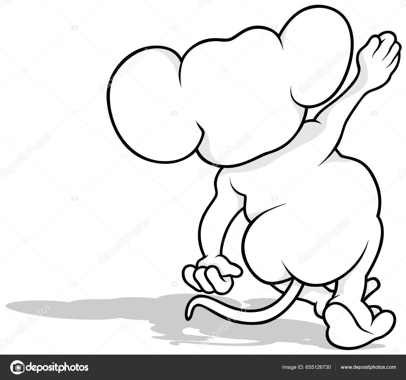 Dibujo Lindo Ratón Parte Posterior Ilustración Dibujos Animados Aislado  Sobre Vector de stock #655126730 de ©dero2010, image size:1600x1496