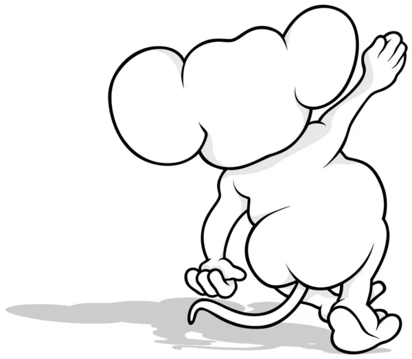 Disegno Mouse Carino Dalla Parte Posteriore Illustrazione Del Fumetto Isolato — Vettoriale Stock