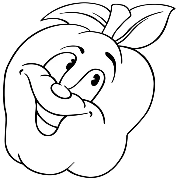 Kresba Usmívajícího Jablka Kreslený Ilustrace Izolované Bílém Pozadí Vektor — Stockový vektor
