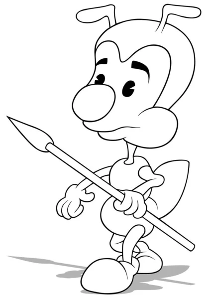Kresba Mravence Kráčejícího Kopím Ruce Cartoon Illustration Izolovaný Bílém Pozadí — Stockový vektor
