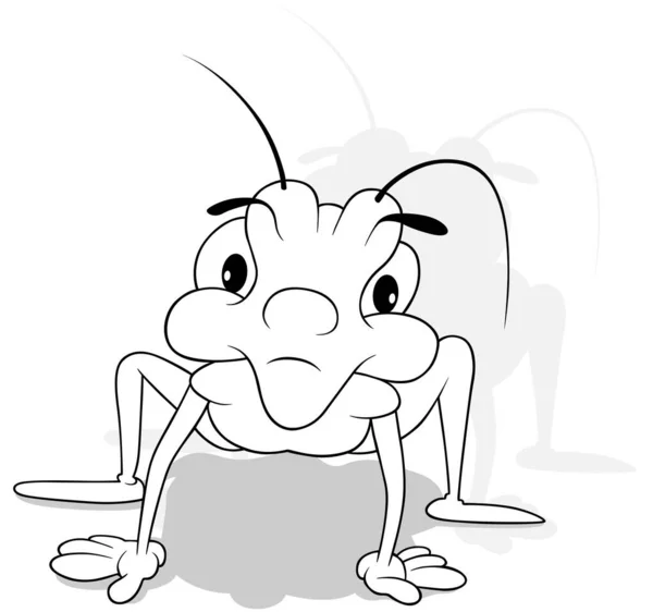 Zeichnung Eines Käfers Auf Allen Vier Gliedmaßen Cartoon Illustration Auf — Stockvektor