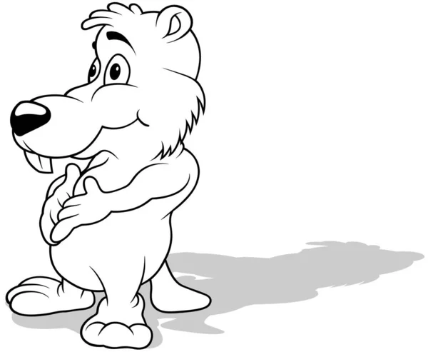 배경에서 고립되어 Drawing Beaver Paws Its Belly Cartoon Illustration Isolated — 스톡 벡터