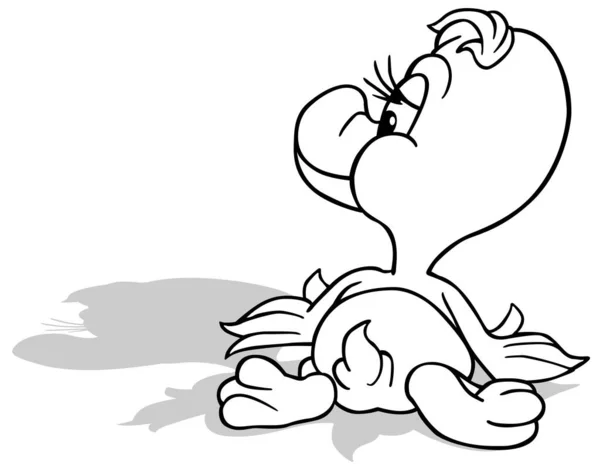 Рисунок Милой Утки Лежащей Спине Карикатура Белом Фоне Вектор — стоковый вектор