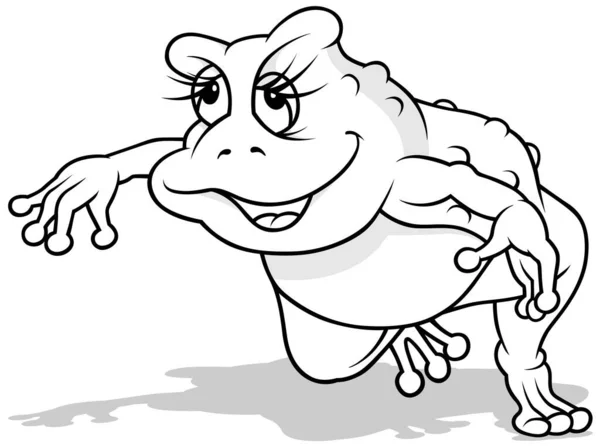 Gambar Katak Penari Tersenyum Ilustrasi Kartun Terisolasi Latar Belakang Putih - Stok Vektor