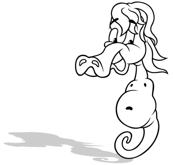 Tekening Van Een Glimlachend Zeepaard Illustratie Van Cartoon Geïsoleerd Witte — Stockvector