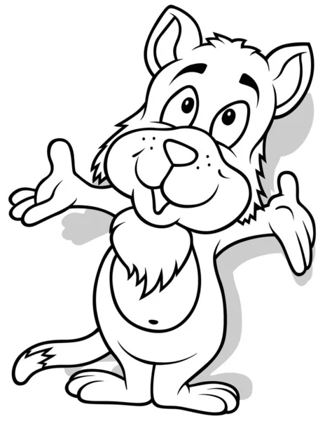 Kresba Roztomilé Kitty Otevřenými Pažemi Cartoon Illustration Izolované Bílém Pozadí — Stockový vektor