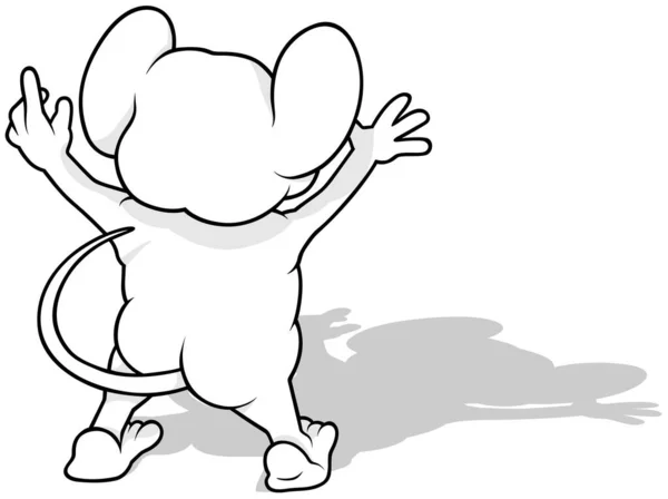 後ろ向きの視点で立ちネズミを描く 漫画イラストIsolated White Background Vector — ストックベクタ