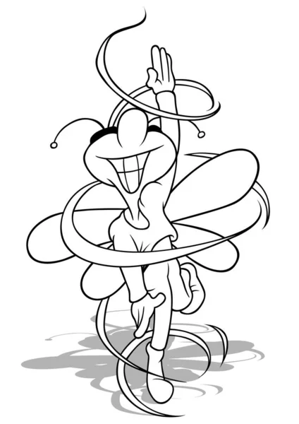 皮鲁埃特中一只甲壳虫旋转的图画 以白色背景为背景的卡通图解 — 图库矢量图片