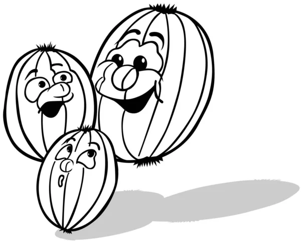 Drawing Group Funny Gooseberries Cartoon Illustration Isolated White Background Vector — стоковий вектор