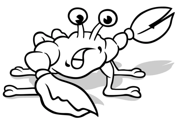 Zeichnung Einer Wenig Überraschten Krabbe Cartoon Illustration Auf Weißem Hintergrund — Stockvektor