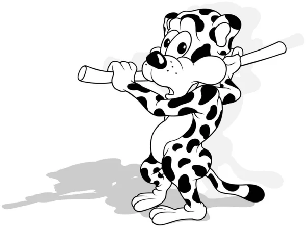 Ritning Överraskad Leopard Bär Gren Tecknad Illustration Isolerad Vit Bakgrund — Stock vektor