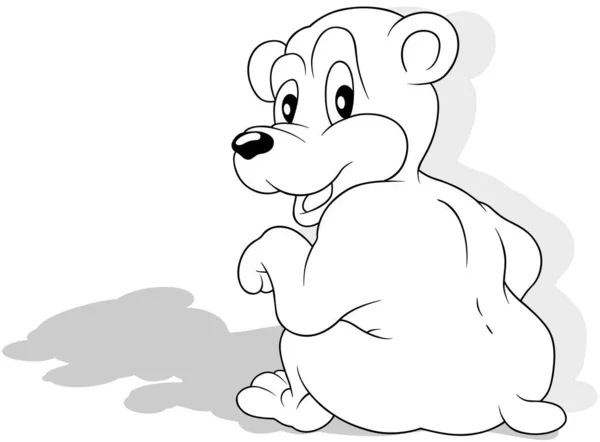 Zeichnung Eines Teddybären Der Von Hinten Auf Dem Boden Sitzt — Stockvektor