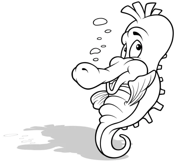 Dibujo Caballito Mar Con Una Sonrisa Burbujas Ilustración Dibujos Animados — Archivo Imágenes Vectoriales