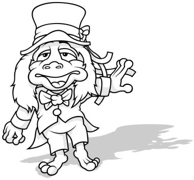 Kafasında silindir şapkalı bir sucu çizimi - Beyaz Arkaplanda izole edilmiş karikatür çizimi, Vektör