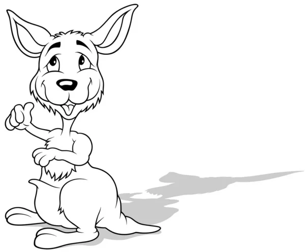 一只直立袋鼠的画图 白色背景下的卡通画 — 图库矢量图片
