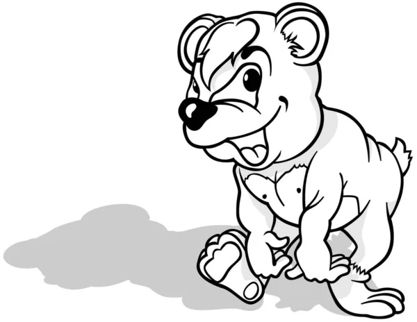 Рисунок Симпатичного Плюшевого Медведя Время Ходьбы Иллюстрация Мультфильма Изолированы Белом — стоковый вектор