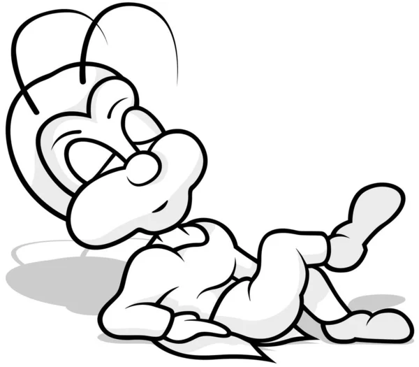 肘の上に眠るクリケット休憩のドローイング 漫画イラストIsolated White Background Vector — ストックベクタ