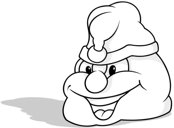 Zeichnung Einer Lächelnden Figur Mit Mütze Auf Dem Kopf Cartoon — Stockvektor