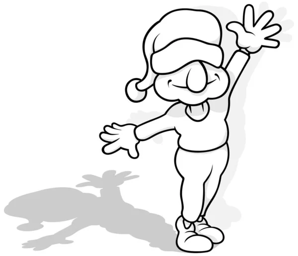 頭に帽子を被ったレプレションのドローイング 漫画イラストIsolated White Background Vector — ストックベクタ