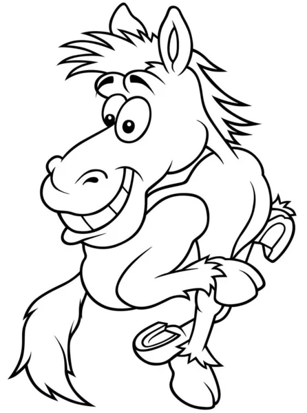 Drawing Funny Running Horse Cartoon Illustration Isolated White Background Vector — Stock Vector