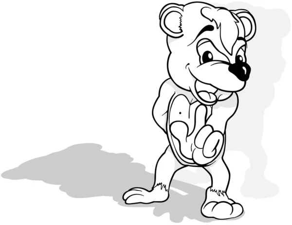 Rajz Egy Vidám Talking Teddy Bear Front View Cartoon Illustration — Stock Vector