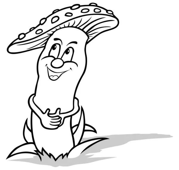 Desenho Toadstool Com Braços Dobrados Ilustração Dos Desenhos Animados Isolado — Vetor de Stock