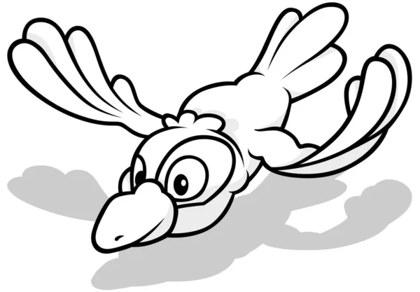 Drawing Flying Bird Outstretched Wings Cartoon Illustration Isolated White Background — стоковий вектор