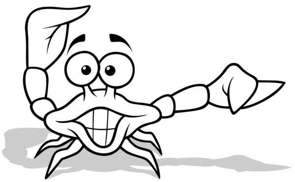 Zeichnung Einer Lustigen Strandkrabbe Mit Großen Augen Und Einem Lächeln — Stockvektor